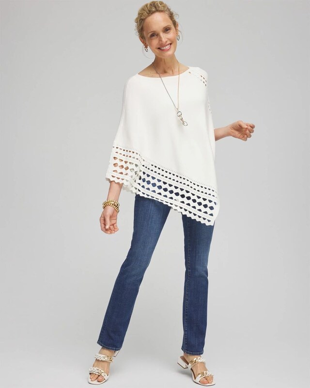 Asymmetrical Cutwork Poncho - image 2